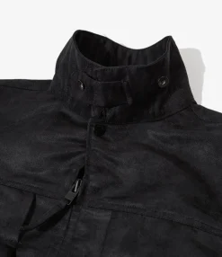 Trucker Jacket - Black Polyester Fake Suede