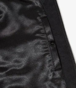 Trucker Jacket - Black Polyester Fake Suede