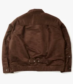 Trucker Jacket - Brown Polyester Fake Suede