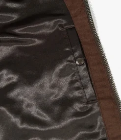 Trucker Jacket - Brown Polyester Fake Suede