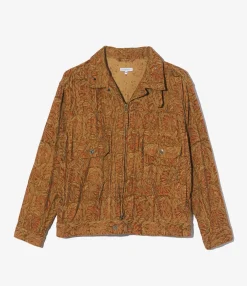 Trucker Jacket - Khaki Floral Corduroy