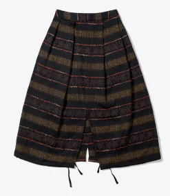 Tuck Skirt - Black PC Ethnic Jacquard