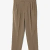 Tucked Side Tab Trouser - Brown - Poly Cloth