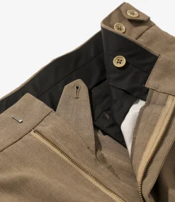 Tucked Side Tab Trouser - Brown - Poly Cloth