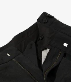 Tucked Side Tab Trouser - Black - Poly Cloth