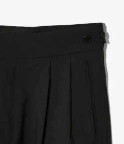 Tucked Side Tab Trouser - Black - Poly Cloth