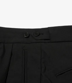 Tucked Side Tab Trouser - Black - Poly Cloth
