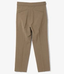 Tucked Side Tab Trouser - Brown - Poly Cloth