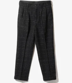 Tucked Trouser - Black - W/N Plaid Cloth