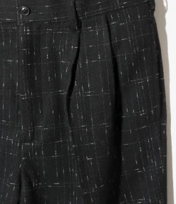 Tucked Trouser - Black - W/N Plaid Cloth