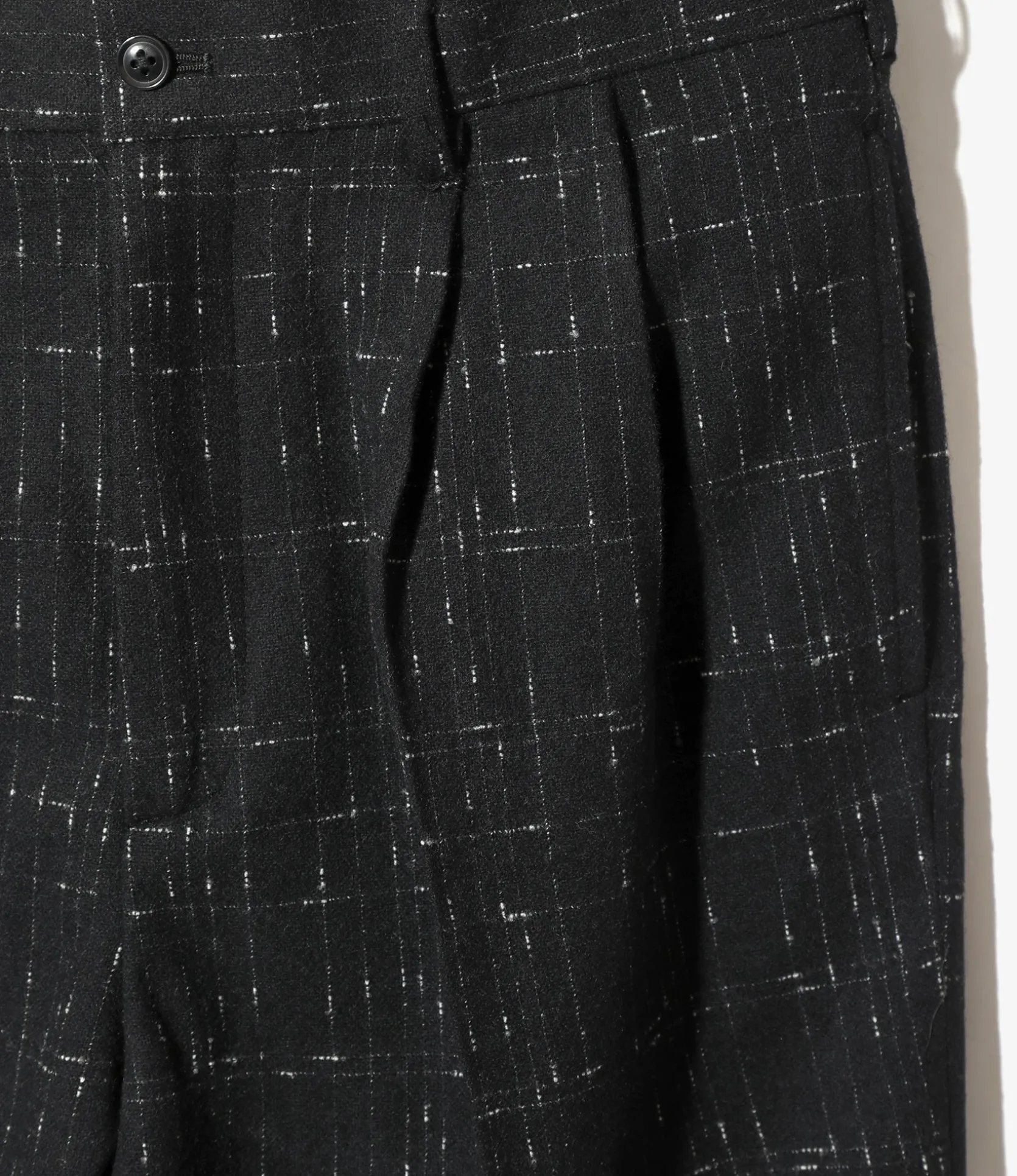 Tucked Trouser - Black - W/N Plaid Cloth