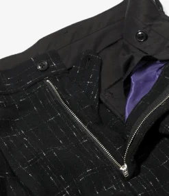 Tucked Trouser - Black - W/N Plaid Cloth