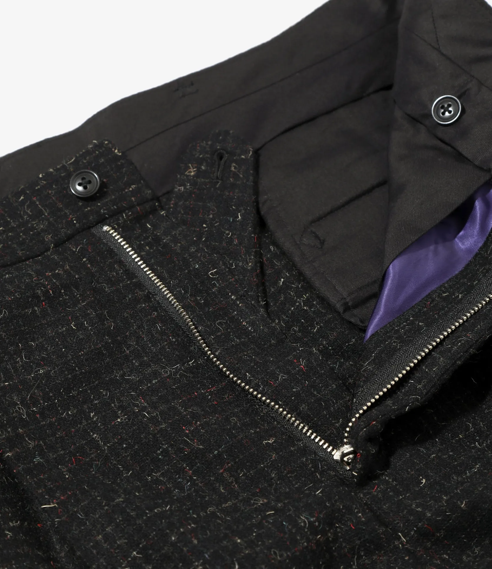 Tucked Trouser - Black - W/N Small Plaid Cloth