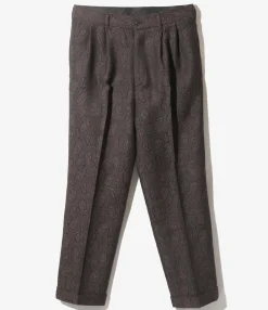 Tucked Trouser - Bordeaux - W/R Paisley Jq.