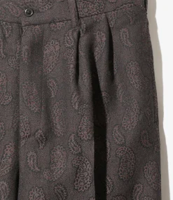 Tucked Trouser - Bordeaux - W/R Paisley Jq.