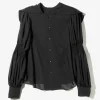 Two-way Cape Collar Blouse - Black - Voile