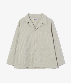 Utility Jacket - Navy/Natural Cotton Seersucker