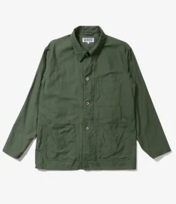 Utility Jacket - Olive Cotton Reverse Sateen