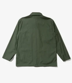 Utility Jacket - Olive Cotton Reverse Sateen