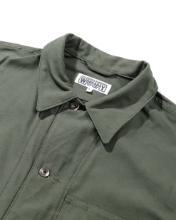 Utility Jacket - Olive Cotton Reverse Sateen