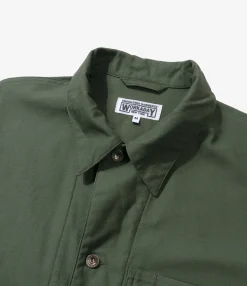 Utility Jacket - Olive Cotton Reverse Sateen
