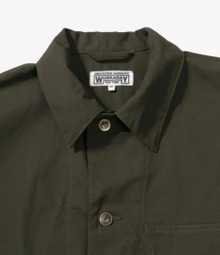 Utility Jacket - Olive Heavyweight Cotton Ripstop