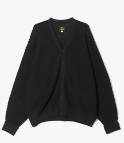 V Neck Cardigan - Black - Merino Wool Knit