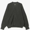 V Neck Cardigan - Green - Merino Wool Knit