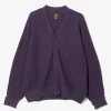V Neck Cardigan - Purple - Merino Wool Knit