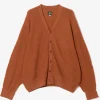 V Neck Cardigan - Rust - Merino Wool Knit