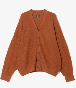 V Neck Cardigan - Rust - Merino Wool Knit