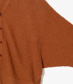 V Neck Cardigan - Rust - Merino Wool Knit