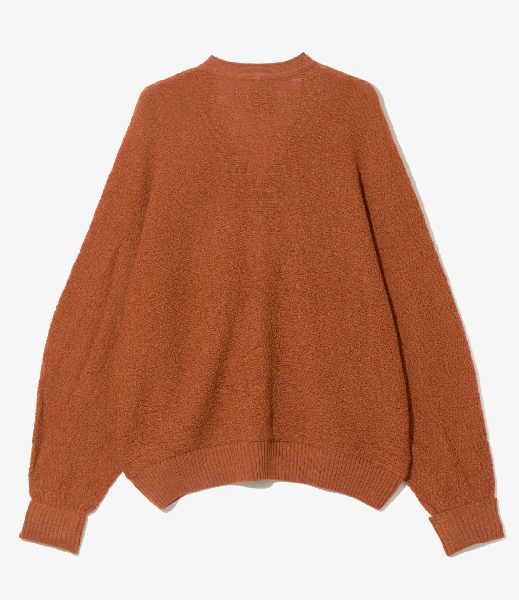 V Neck Cardigan - Rust - Merino Wool Knit
