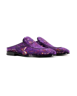 Velvet Mule Papillon Embroidery - Purple