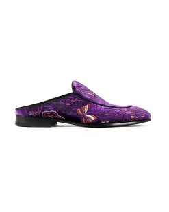 Velvet Mule Papillon Embroidery - Purple