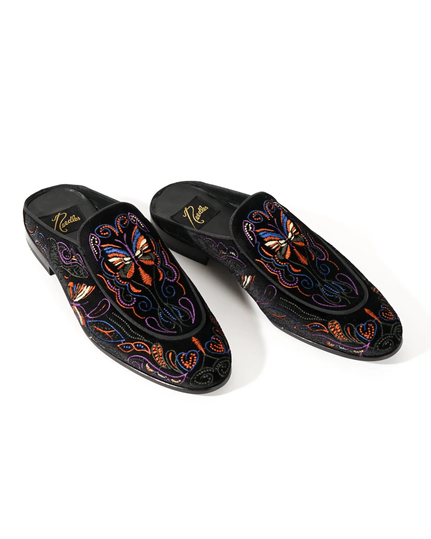 Velvet Mule Papillon Embroidery - Black
