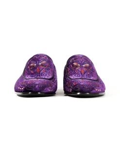 Velvet Mule Papillon Embroidery - Purple