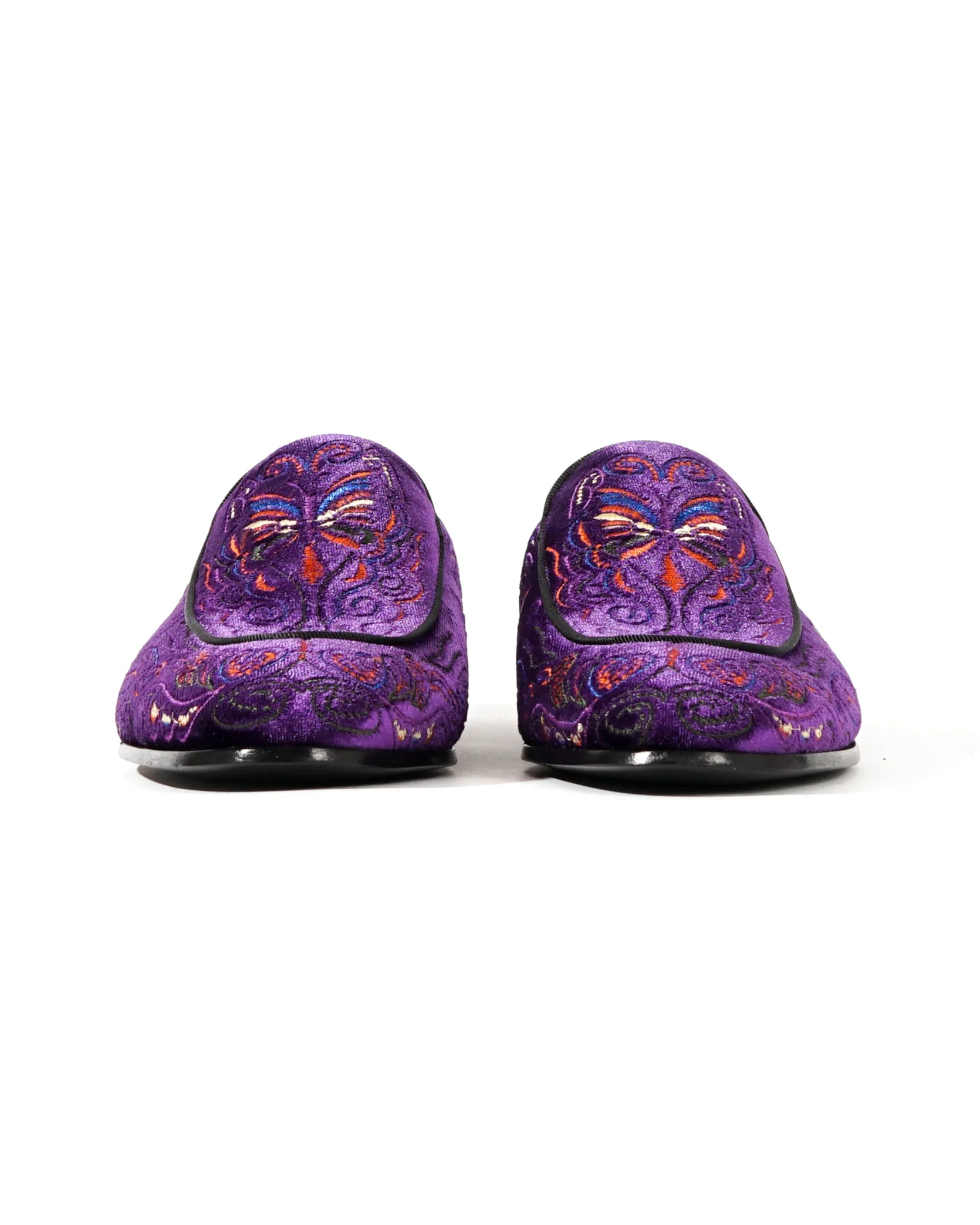 Velvet Mule Papillon Embroidery - Purple