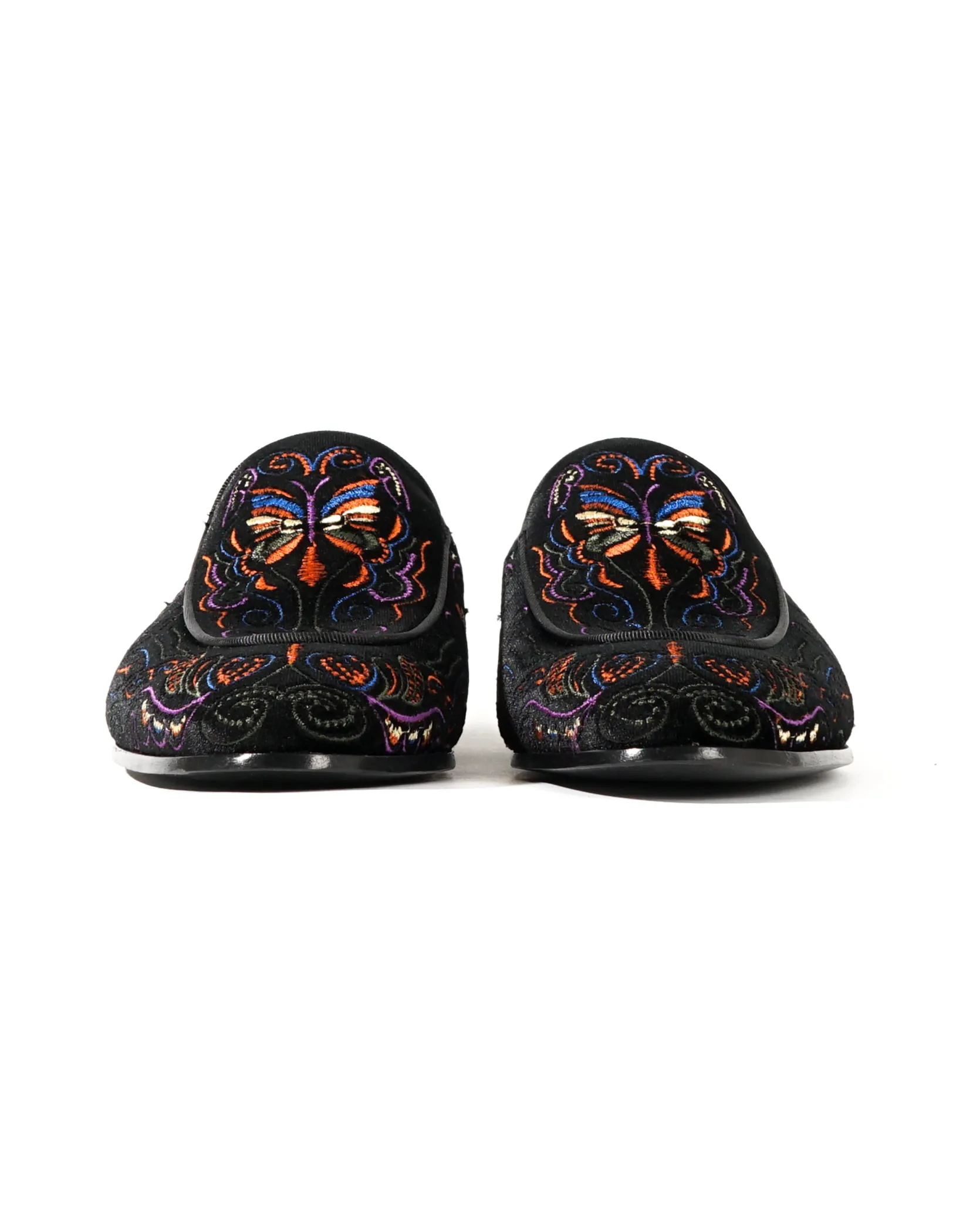 Velvet Mule Papillon Embroidery - Black