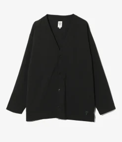 V-Neck Cardigan - Black - Poly Oxford