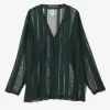 V-Neck Cardigan - Black - Poly Lace