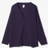 V-Neck Cardigan - Dk. Purple - Knit Mesh