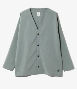 V-Neck Cardigan - Lt.Blue - Poly Oxford