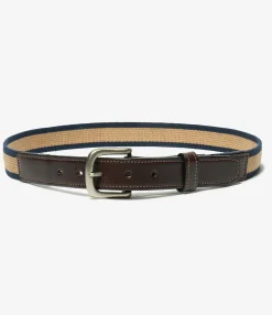 Webbing Belt - Khaki / Navy Stripe