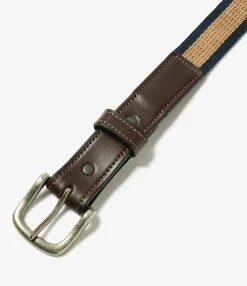 Webbing Belt - Khaki / Navy Stripe
