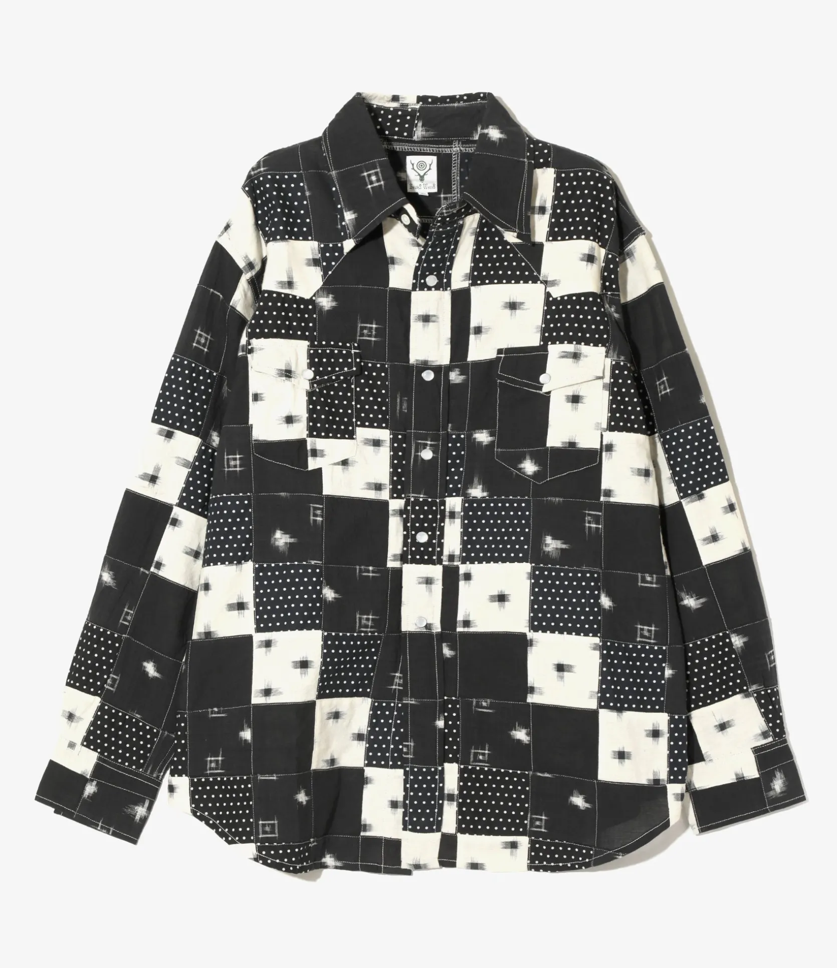 Western Shirt - Black - Multi Dot Patchwork