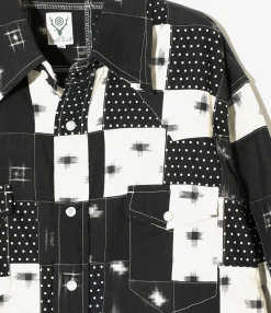 Western Shirt - Black - Multi Dot Patchwork