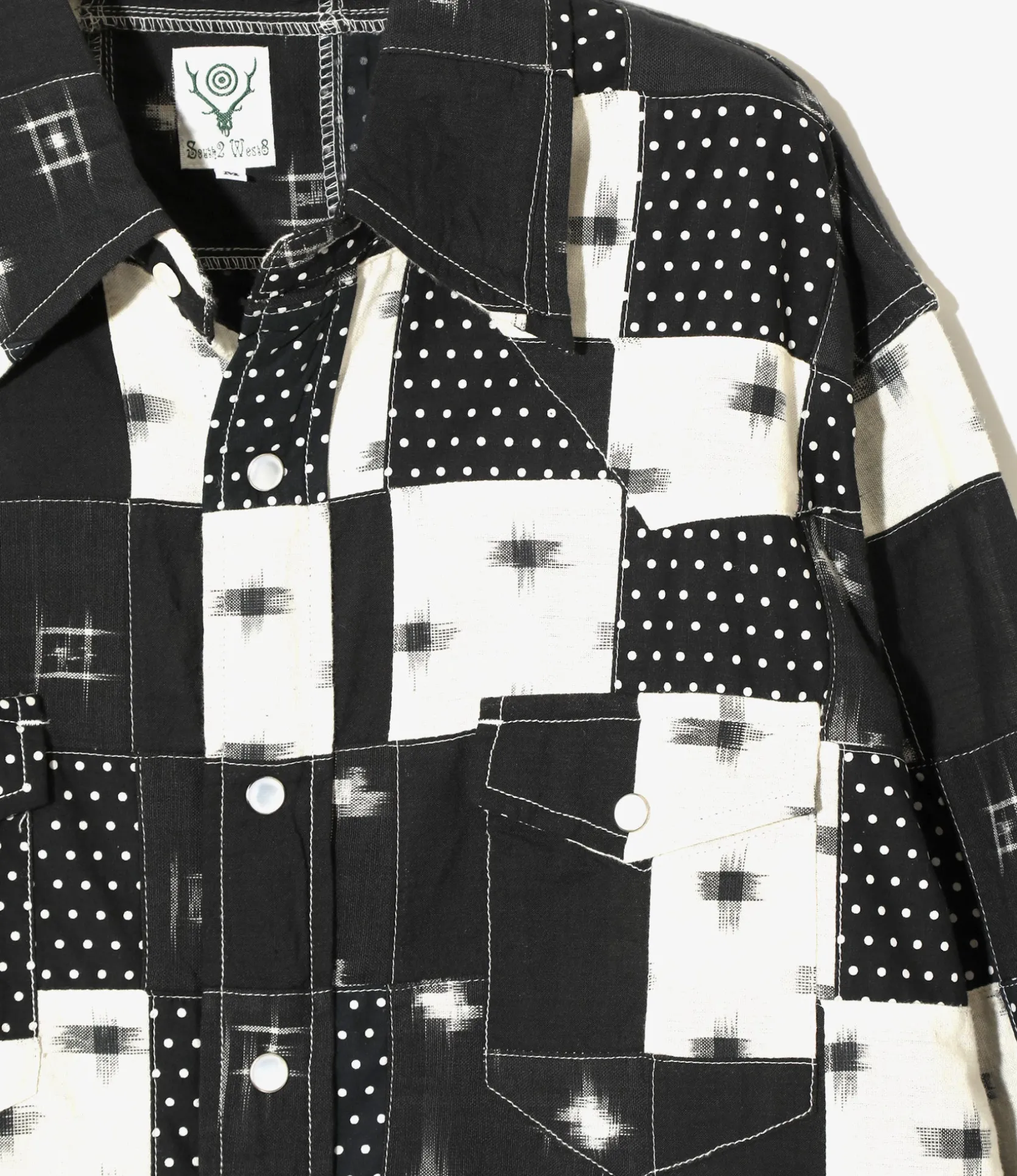 Western Shirt - Black - Multi Dot Patchwork