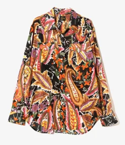 Western Shirt - Black - Printed Cotton Lawn / Floral