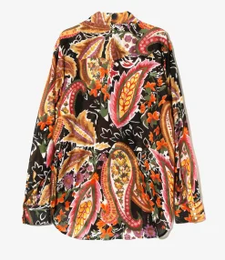 Western Shirt - Black - Printed Cotton Lawn / Floral